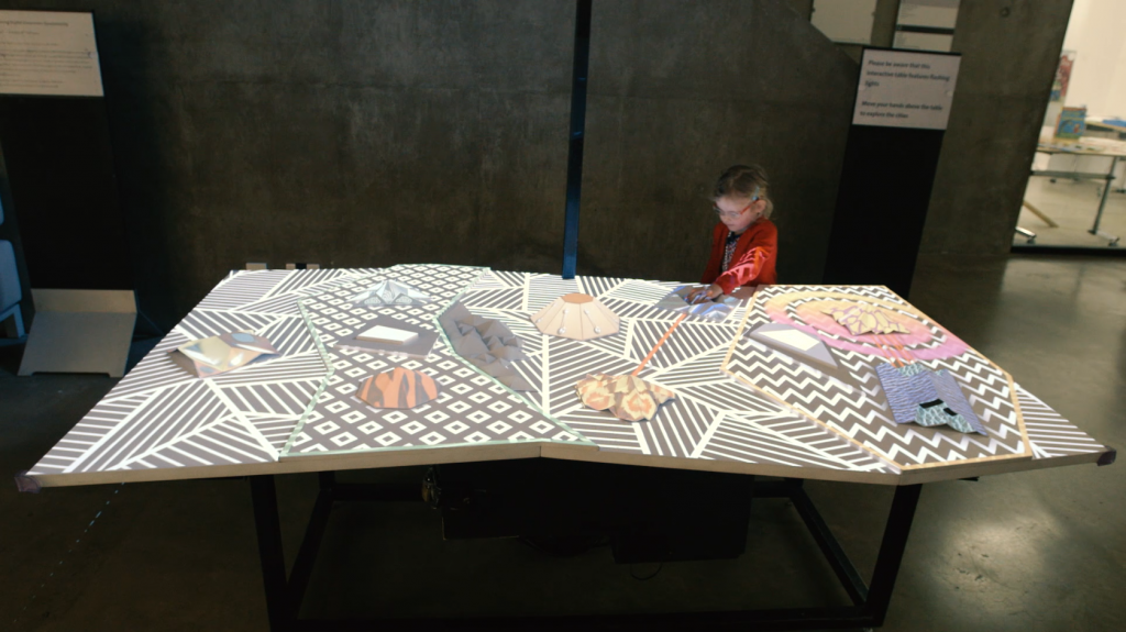 V&A Digital Samsung Interactive Table Digital Projection Mapping Visitors use